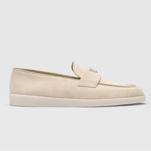 Prada Saint Tropez Suede Loafers Beige Men’s Size 9 - Picture 1 of 10